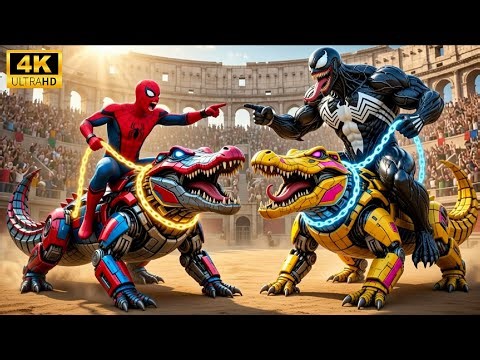 🕷🐊SPIDER-MAN vs VENOM The Magic Legendary COROCODILES Racing Championship - Epic Arena Battle🏆