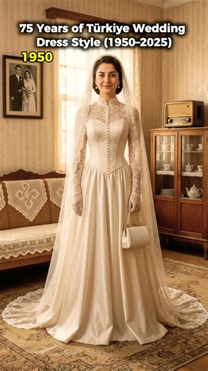 75 Years of Türkiye Wedding Dress Style (1950–2025) #weddingdresses #ai #wedding #evolution