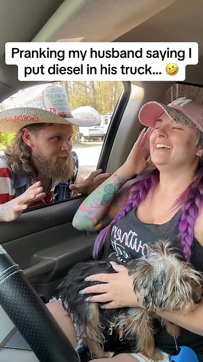 Diesel gas prank on my husband 😂 #funny #prank #couplescomedy #marriage #couplesgoals #husbandwife #diesel #fyp #foryou Pranking my husband 😂🤣 | Crazy Hillbilly