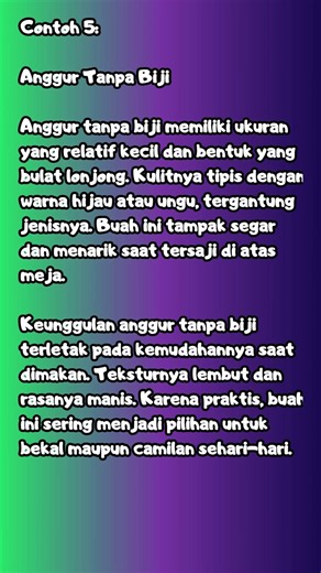 CONTOH TEKS DESKRIPSI TENTANG BUAH ANGGUR