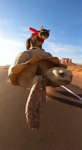 Fastest Tortoise in the World? 🐢💨 Cat Rider Goes Full Speed!