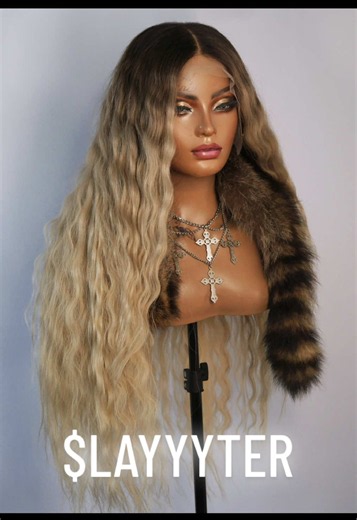 The making of latest piece , $LAYYYTER / Custom Made Transparent Lace Frontal Wig • 100% Human Hair 28” Full Density • Rooted Lived In Dimensional Bronde inspired by @slayyyter • Styled in signature Tossed S Waves . Extended my availability for Halloween 🎃 Custom Made Human Hair Wigs Revamp Services, pricing varies upon consultation! DM or WhatsApp to begin your order 🫶🏼 . #jelaniwigs #slayyyter #wigmaker #wigslayer #humanhairwigs