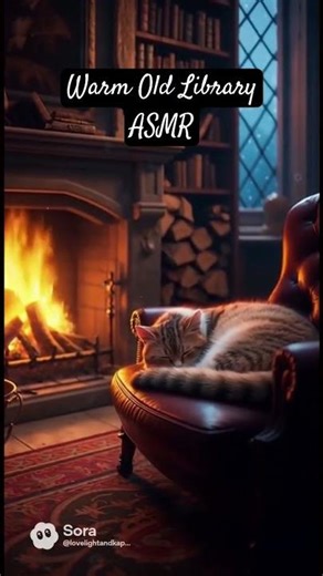 ✨Cozy Library ASMR ✨ Complete with cat purring and a crackling fireplace.