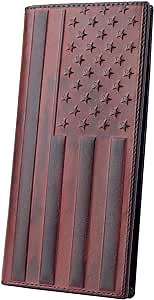 Western Wallet For Men Rodeo Long Wallet Men's RFID Blocking Bifold Cowboy Checkbook Wallet with US Flag - Gifts for Men