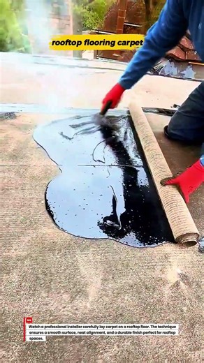 Pro Installer Laying Roof Deck Carpet – Clean & Precise Installation