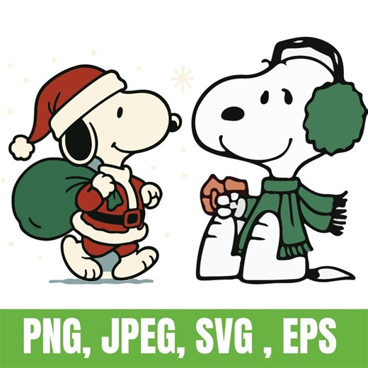 Snoopy Christmas PNG SVG Bundle | Holiday Cartoon Clipart (digital Download) - Etsy