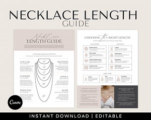 Necklace Length Guide - Necklace Chain Size Guide, Necklace Length Chart, Necklace Chain Length Guide, Women's Necklace Length Guide - Etsy