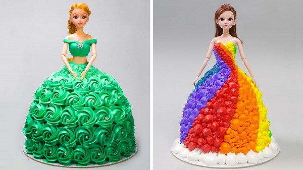 How to Make Princess Doll Cakes with Rosettes & Rainbow Swirls 👗🌈 | Satisfying Cake Tutorial
