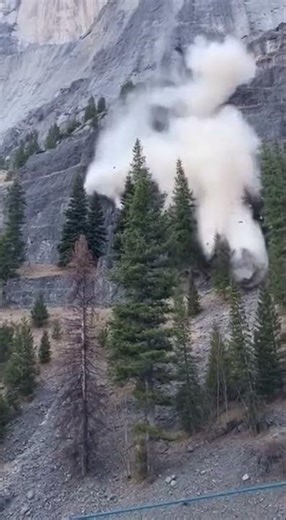 A stone is falling from the cliff.