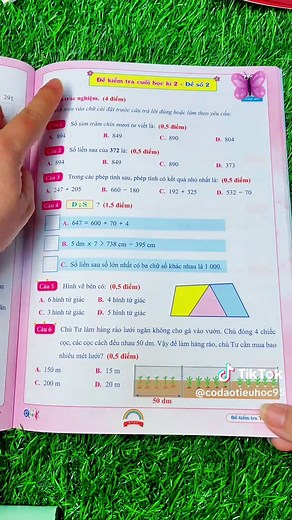 Đề kiểm tra giữa kì 2 Môn Toán Lớp 2 Chân Trời Sáng Tạo