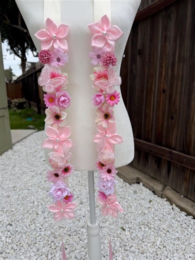 Floral Graduation Sash | Pink Flowers, Butterflies, Tassels (customizable) - Etsy