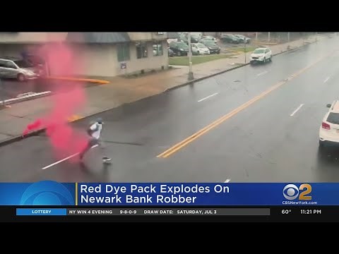 Red Dye Pack Explodes On Newark Bank Robber