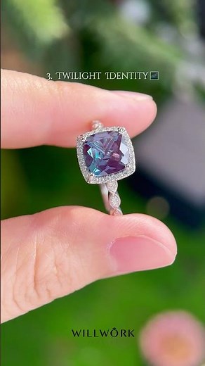 Alexandrite Heart Ring 🪻 Mystic Transformation Nature Inspired Engagement Ring with Blue Sandstone
