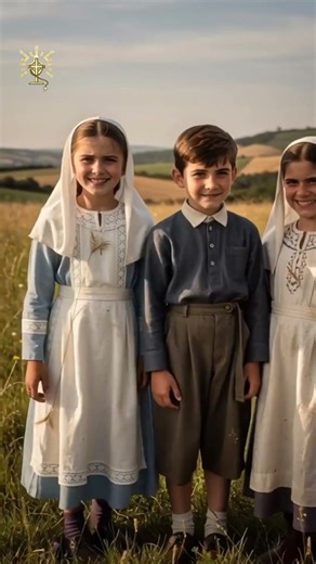 Jacinta, Lucia and Francisco; the three children to whom the Virgin of Fatima appeared in Portugal