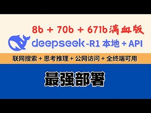 DeepSeek-R1本地+API最强部署，8b+70b+671b满血版！联网搜索+公网访问+思考推理+全终端可用！Ollama+OpenWebUI