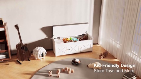 Amada Shoe Storage Bench, Entryway Bench with Cushioned Seat & Lift Top Storage, 3 Doors, Adjustable Shelf, 300 lbs Capacity, Bench with Shoe Rack for Entryway, Bedroom, Living Room, White