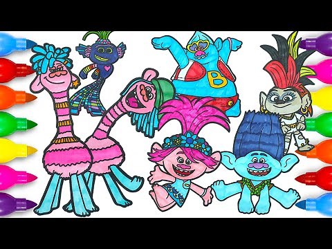 Trolls World Tour Coloring Pages | Poppy Branch Barb Biggie Prince D Cooper King Trollex