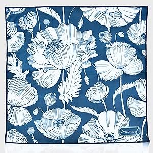 WESERWEF Design Microfiber Glasses Cleaning Cloth – Premium Cleaning Cloth for Eyeglasses, Screens, Tablets, Cameras & Lenses, 12" x 12", Ultra-Soft & Scratch-Free (Blue Poppies)