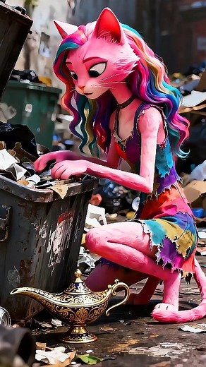 🌈✨ Magical cat finds a lost wish lamp 🛋️🪔 #snowfall #magicmoment #wonderstory #streetmystery #lostlamp #viralscene | Cat Sonya