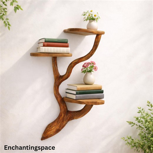 Handmade Wooden Wall Shelf, Rustic Tree Branch Floating Shelf, Natural Wood Home Decor - Etsy