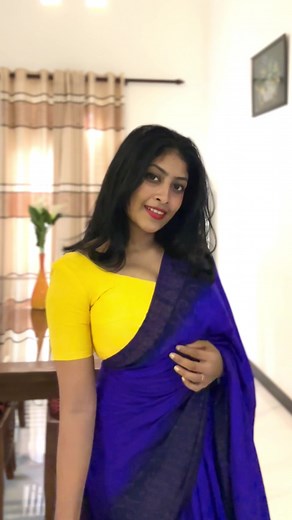 Saree, the timeless beauty that never goes out of style 💃 💙💛 #SareeGoals #foryourpage #foryou #SareeBeauty #girl #fyp #cute