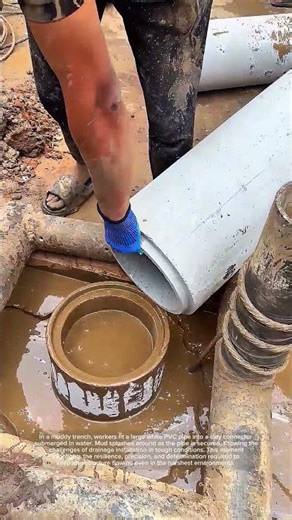 🚧 Pipe Installation | Muddy Groundwork in Action ! #workers #skills #asmr #construction #short