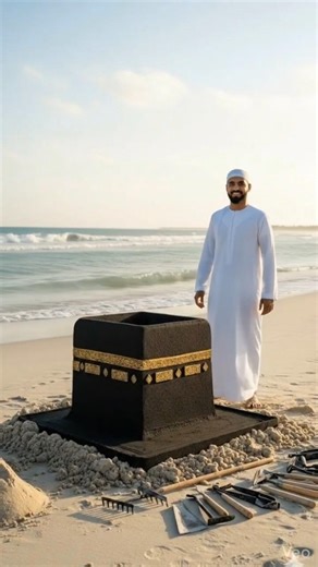 Man Builds Makkah with Sand 🕋 #shorts.