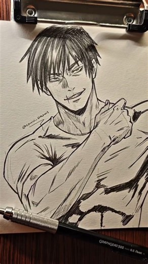 ⛩️sᴀᴍᴜ_ᴅʀᴀᴡs⛩️ on Instagram: "How to draw toji... . . . Fallow me 🙂 #anime #tojifushiguro #jujutsukaisen #drawing"