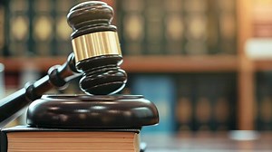 Download Gavel on Law Book in Courtroom Library for free