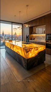 16K views · 348 reactions |  Luxury Kitchen Island Timelapse | Translucent Stone & Orange LED Glow ✨ | Interiors in Motion | Facebook