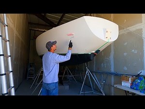 Sailboat Refit #29 - Rolling, Sanding and Buffing Marine Paint to a glass smooth finish.