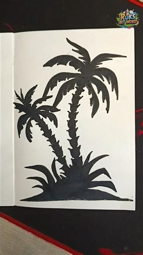 Easy Palm Tree Drawing 🌴 | Aesthetic Art #shorts #art