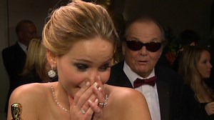 Jennifer Lawrence Oscar Interview Interrupted by Jack Nicholson