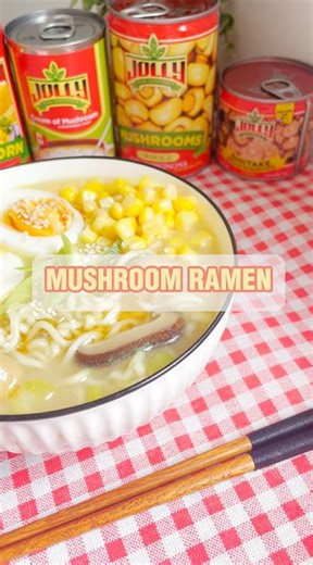 Ito na ang perfect rainy season dish para sa'yo! 😉Try this Mushroom Ramen recipe at home using Jolly Shiitake Mushrooms, Jolly Whole Mushrooms, Jolly Cream of Mushrooms & Jolly Corn 😍 With Jolly, hindi ka mauubusan ng new and exciting dish ideas! #YanAngJollyLove | Jolly Eats