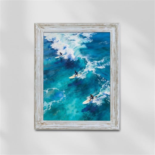 Vintage Surfing Wall Art, Retro Surf Art Print, Ocean Wave Illustration, Coastal Wall Decor - Etsy