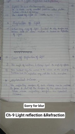 for class-10, ch-9 Light reflection &Refraction notes. |#viral #notes_making #physics #classnotes