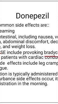 Side effects of donepezil, dementia, neurology