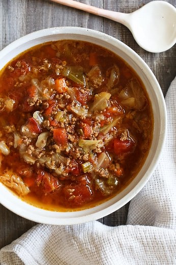 Chunky Beef, Cabbage and Tomato Soup (Instant Pot or Stove Top)