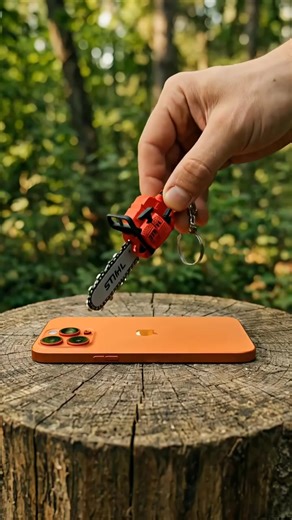 My Mini Chainsaw Keychain Vs. iPhone 17 Pro Max! 😱 Can It Cut It? #shorts #satisfying #iphone