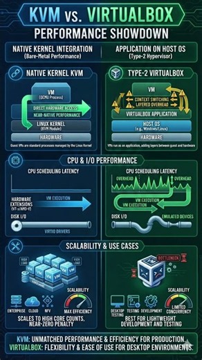 KVM vs VirtualBox #virtualization #linux #kernel #operatingsystem