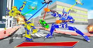 Download & Play Flying Police Drone Robot Car: Eagle Robot Game on PC & Mac (Emulator)