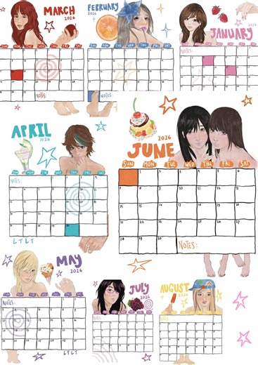 GIRLS Printable Calendar 2026 2027, Plus Undated Hand Drawn Clip Art Bundle (PDF) - Etsy Canada