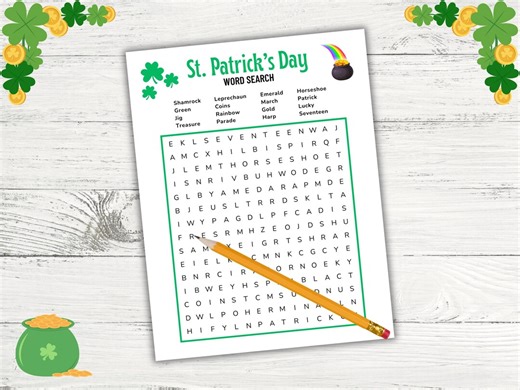 St Patrick’s Day Word Search Printable, St Patrick Word Find, St. Paddy Activity, March Classroom Game, Early Finisher, Teacher Resource - Etsy