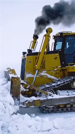 Bulldozer Clearing Massive Snowdrift During Intense Winter Storm #Bulldozer #WinterStorm#shorts