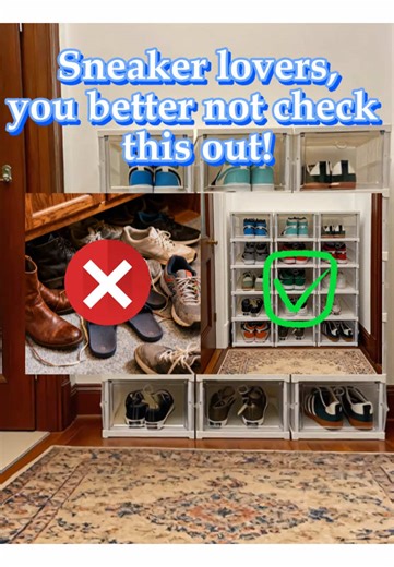 No more messy shoes! This clear shoe box is perfect—snag it fast for your sneaker collection! #shoesbox #storageshoes #homeessentials #fyp #recommend