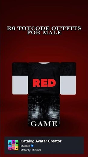 Part 1 | Red Toycode R6 Outfit Ideas (For Male) #outfits #roblox #r6 #fyp #robloxfyp #red