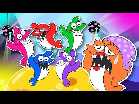 Five Little Sharks Jumping on the Bed | 2D Billions Kids Songs