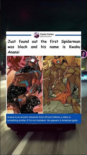 just found out the first spiderman was black and his name is kwaku anansi #spiderman #peterparker