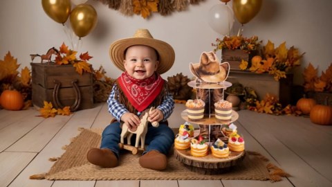 2 Pack Western Cowboy Cupcake Stand Western Party Decorations Wild West Cupcake Holder Cowboy Party Decorations for Boys Birthday Western Theme Baby Shower Supplies