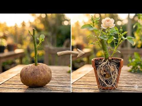 Don’t Throw Away Rose Cuttings! Root Them Fast in Potatoes 🌹✨